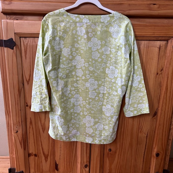 Peter‎ Millar Golf Blouse Tunic 100% Cotton 3/4 Sleeve Green White Floral Medium - Picture 3 of 6